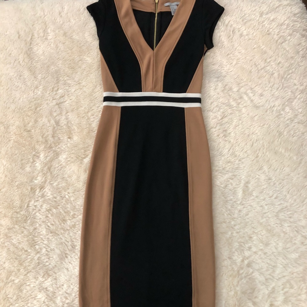 NEVER WORN Navy and Brown Pencil Dress